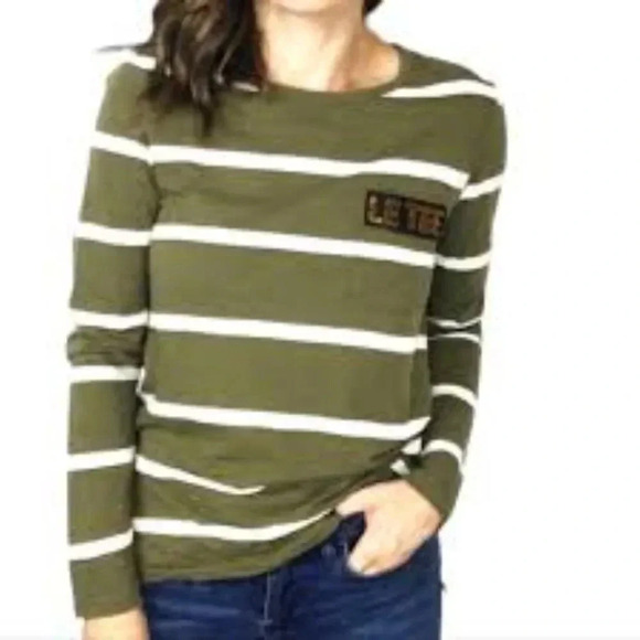 Womens Banana Republic Fitted Hi-Low Tee Long Sleeve Split‎ Hem Logo - Picture 1 of 5